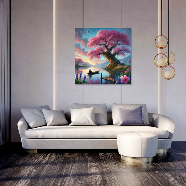 Tranquil Blossom Lake Canvas