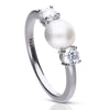 Diamonfire Shell Pearl and Zirconia Trilogy Ring