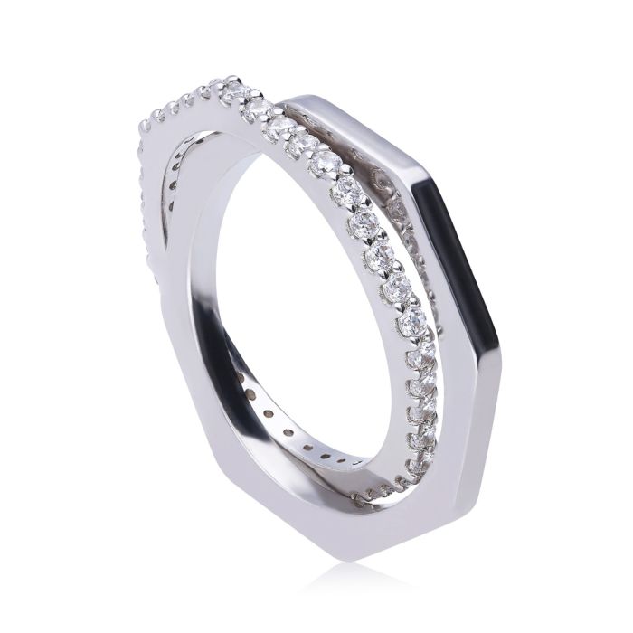 Diamonfire Pave and Plain Connected Rings