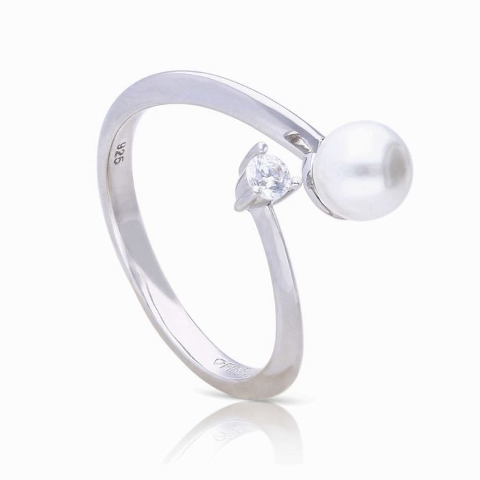 Diamonfire Muschelkernperle und kleiner Zirkonia Wickelring