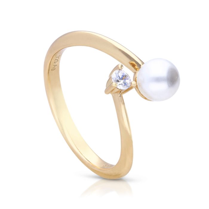 Diamonfire Muschelkernperle und kleiner Zirkonia Wickelring