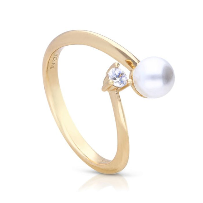 Diamonfire Shell Pearl and Small Zirconia Wrap Ring