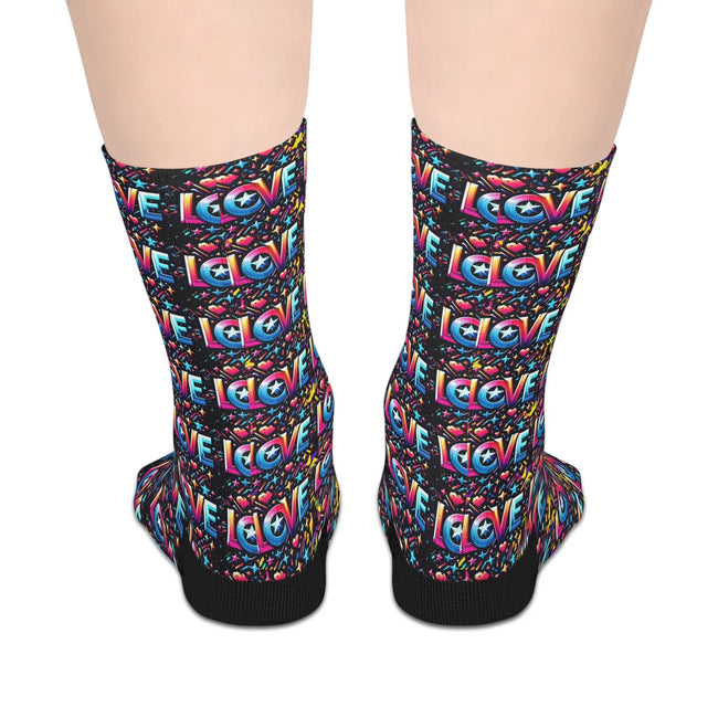 One Love Bunte Liebe Muster Socken Wadenlang - Lustiges & Verspieltes Geschenk für jeden Anlass