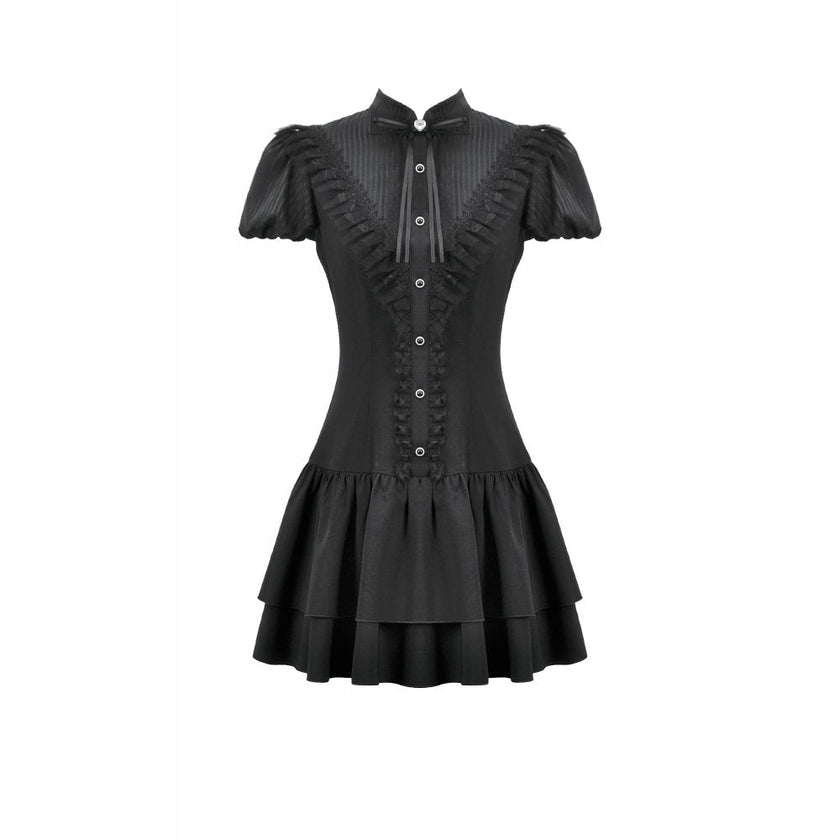 Dark in Love Lolita Bow-Trim Lace Dress