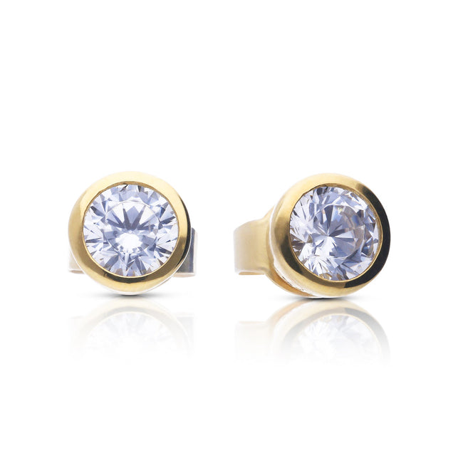 Pendientes de solitario con bisel de Diamonfire