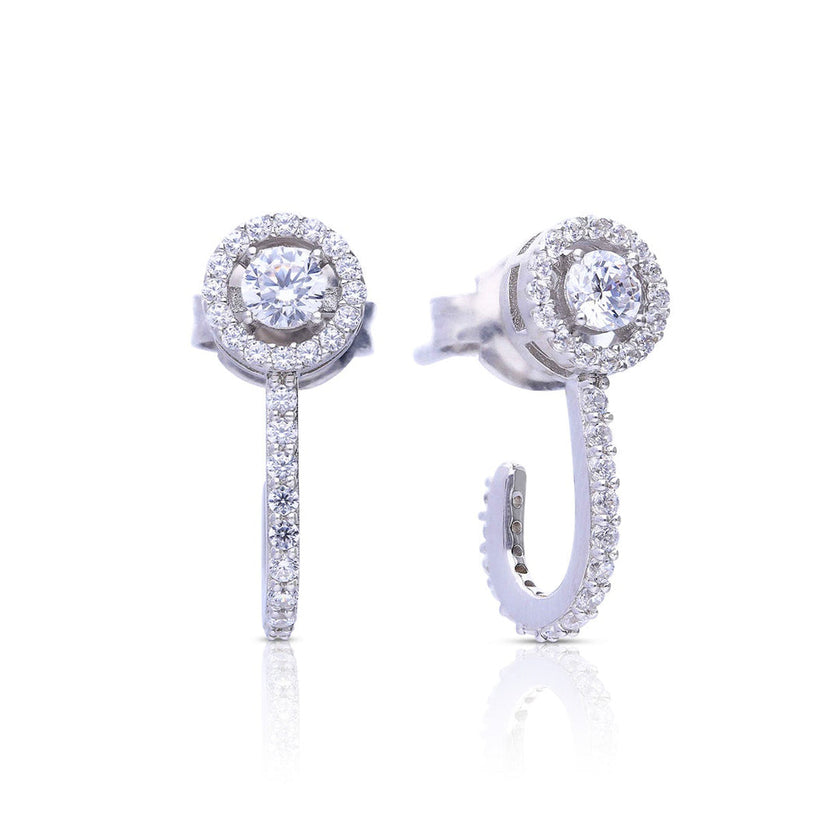 Diamonfire Pave Half Hoop Stud Earrings