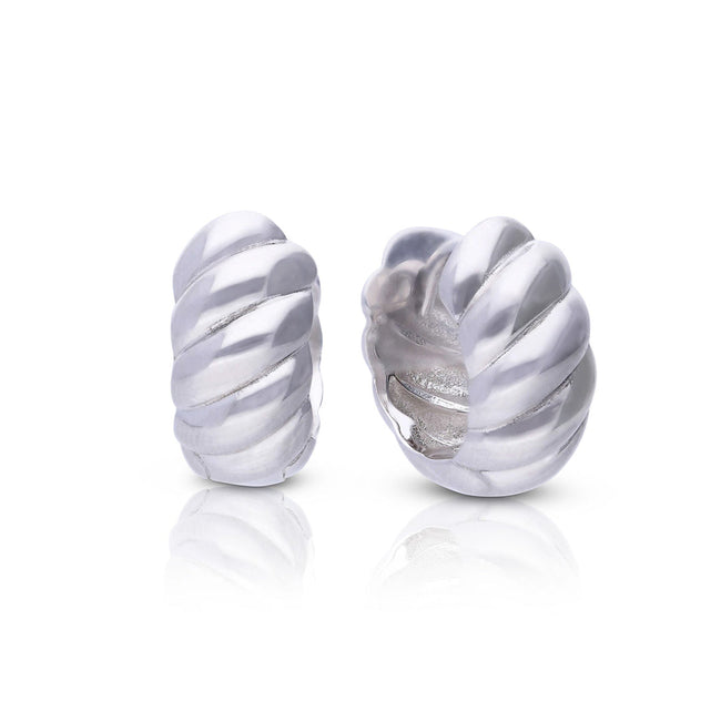 Diamonfire Plain Ridged Hoop Earrings