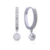 Diamonfire Pave Hoop Earrings with Zirconia Charm