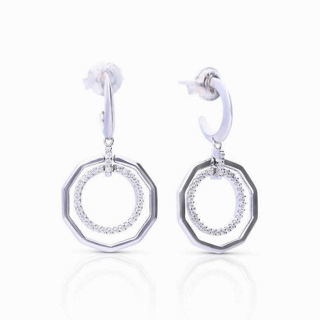 Diamonfire 3/4-Creolen mit Pavé und glatten Kreisen