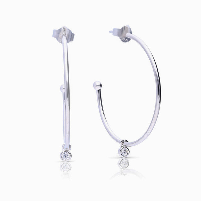 Diamonfire Große 3/4 Creolen mit winzigem Zirkonia-Charm