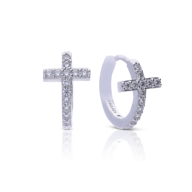 Diamonfire Pave Kreuz-Creolen