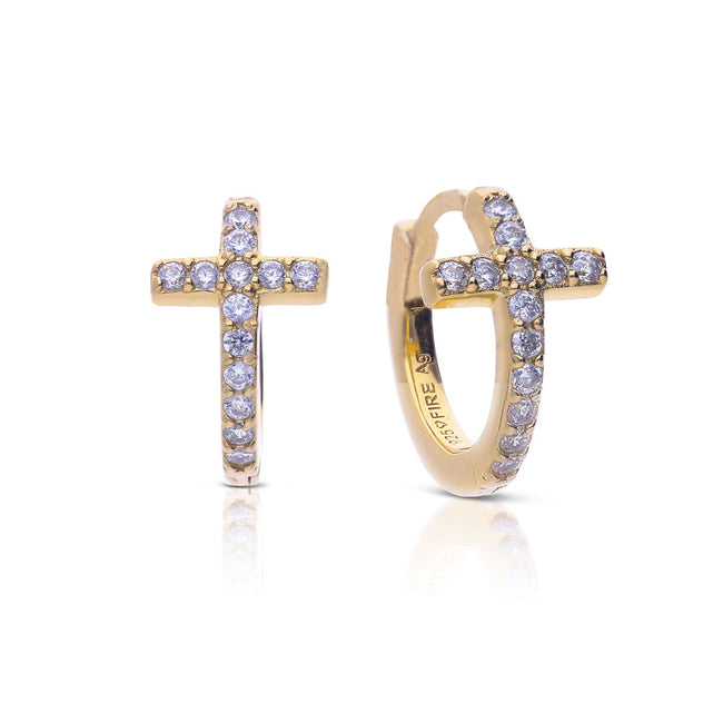 Diamonfire Pave Kreuz-Creolen