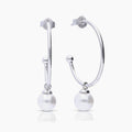 Diamonfire 3/4 Hoop Earrings with Shell Pearl Charm