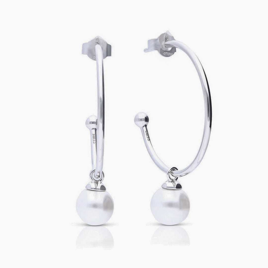 Pendientes de aro tres cuartos Diamonfire con colgante de perla cultivada