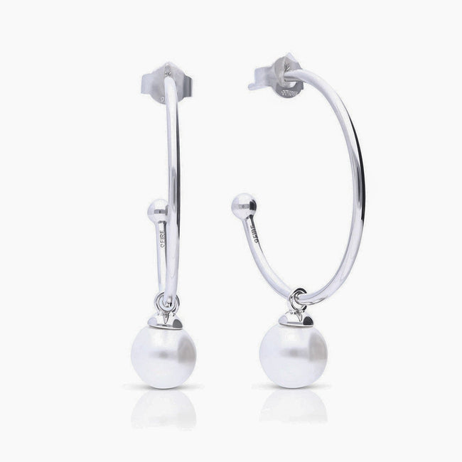 Diamonfire 3/4 Creolen mit Muschelkernperlen-Anhänger