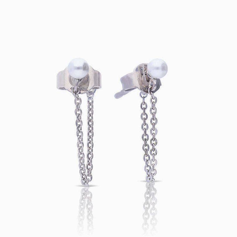 Diamonfire Muschelkernohrstecker mit Ketten-Drop-Design