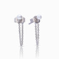 Diamonfire Muschelkernohrstecker mit Ketten-Drop-Design