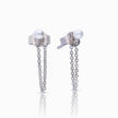 Diamonfire Shell Pearl Stud Earrings with Chain Drop