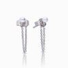 Diamonfire Shell Pearl Stud Earrings with Chain Drop