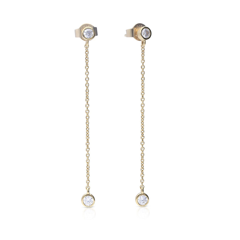 Diamonfire Bezel Set Chain Drop Earrings
