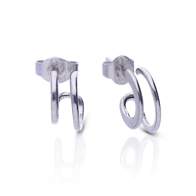 Diamonfire Plain Double Loop Stud Earrings