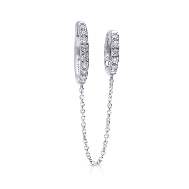Diamonfire Double Hoop Earring with Chain Connector