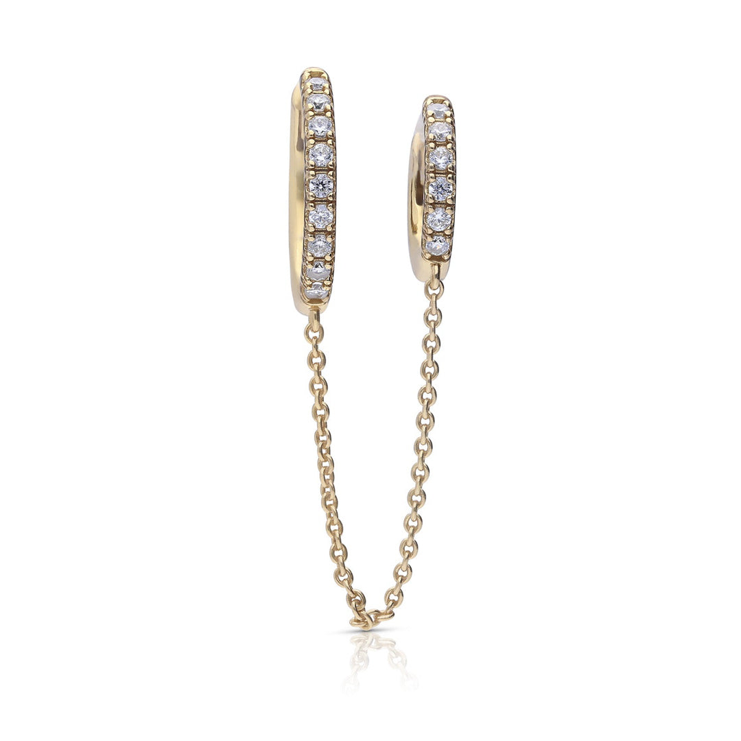 Diamonfire Double Hoop Earring with Chain Connector