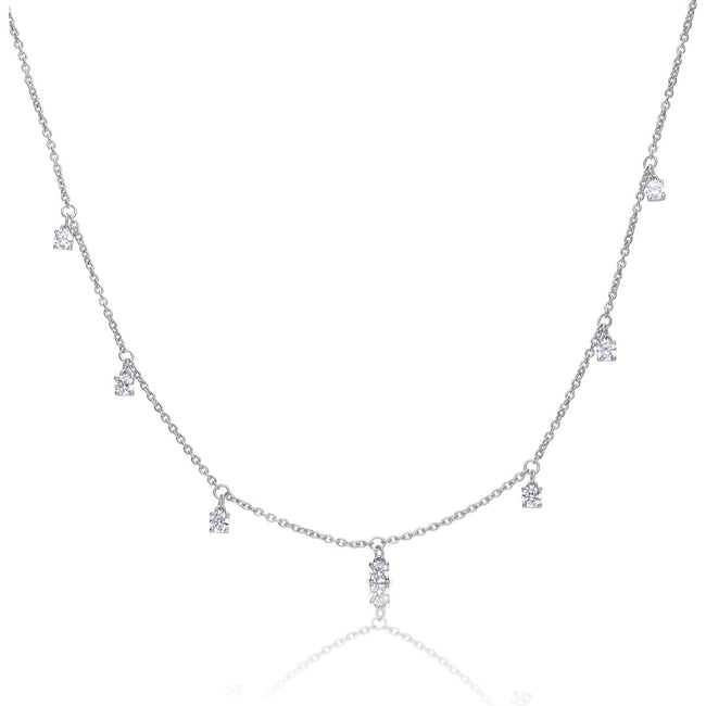 Diamonfire Claw Set Zirconia Station Necklace