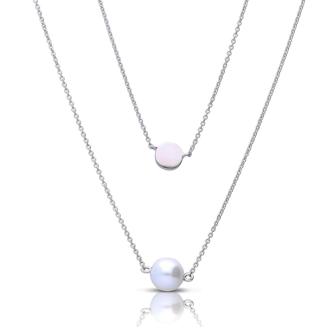 Diamonfire Double Chain Necklace with Shell Pearl