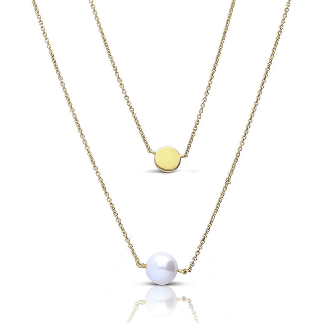 Diamonfire Double Chain Necklace with Shell Pearl
