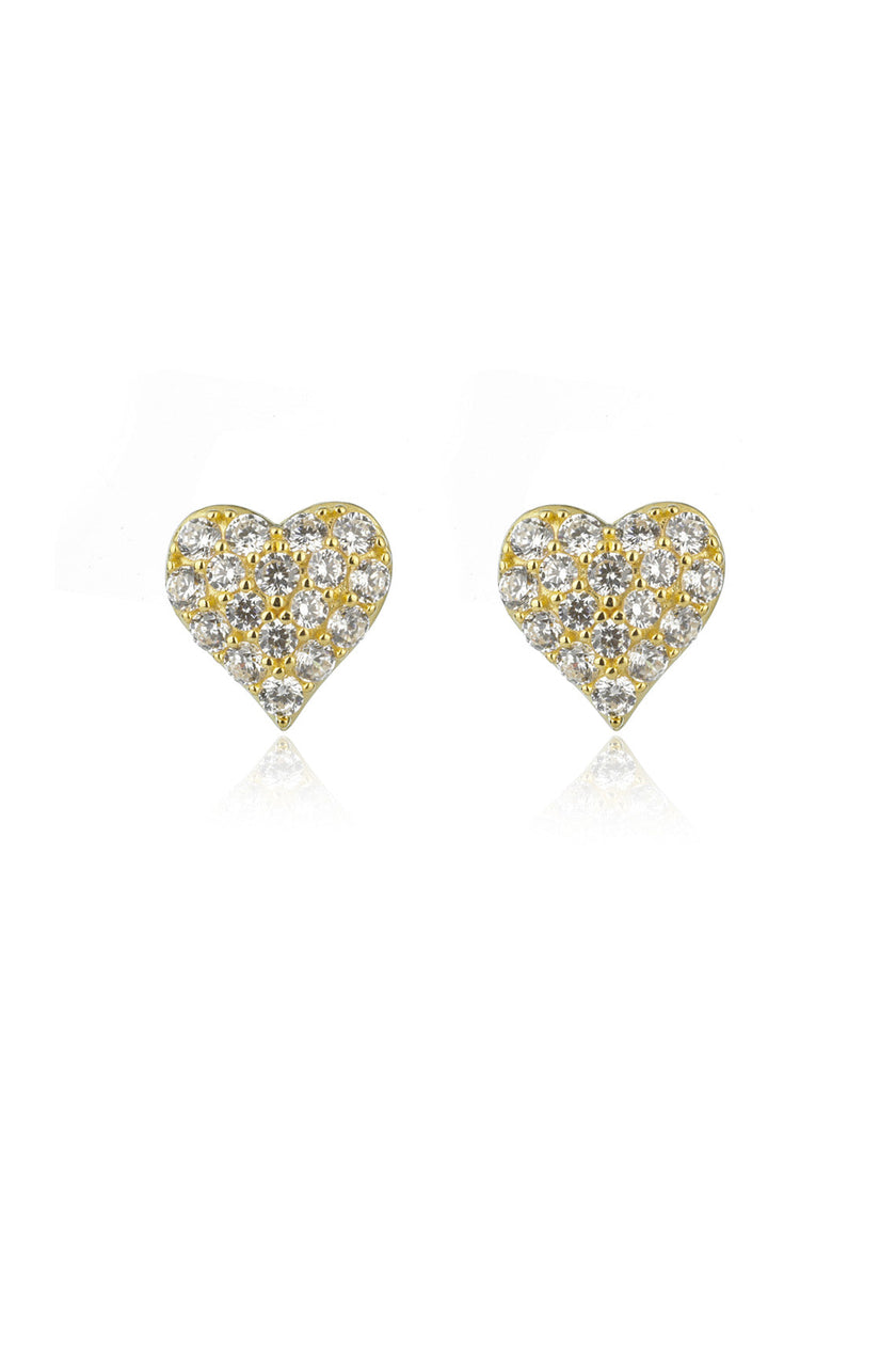 SWEETHEART SPARKLY HEART STUDS GOLD