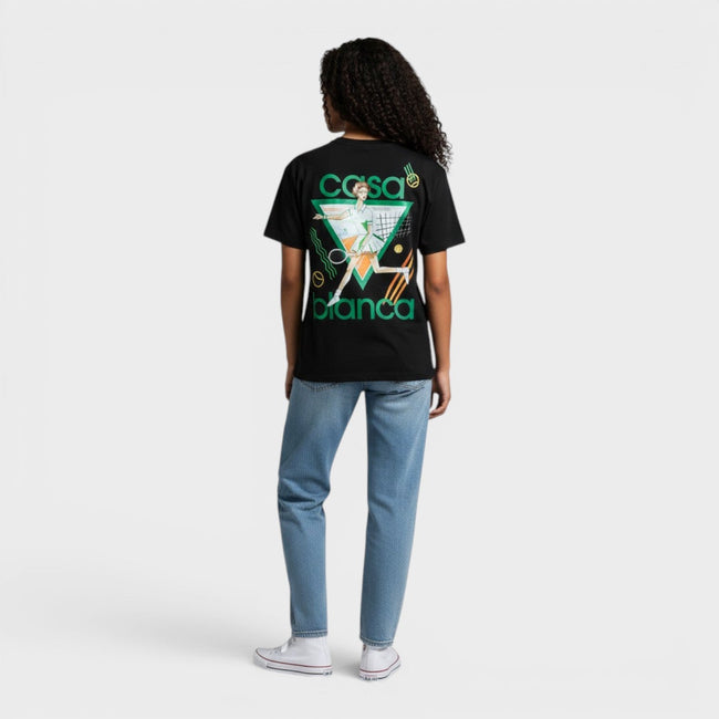 Tennis Printed Fitted T-Shirt Black