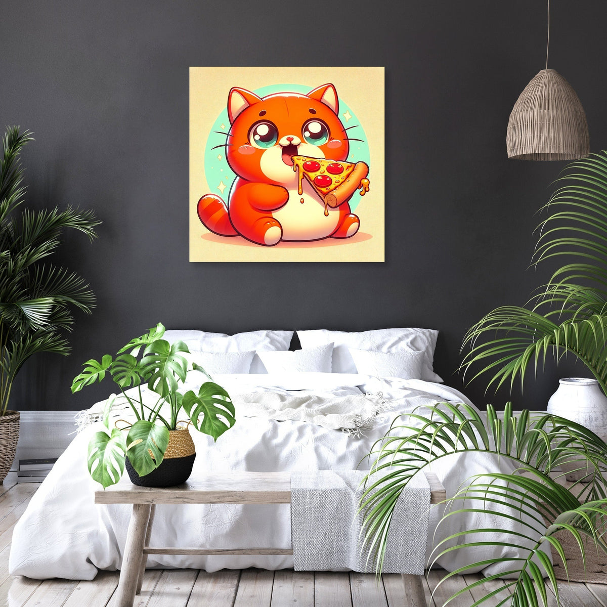 Pizza Loving Cat Canvas