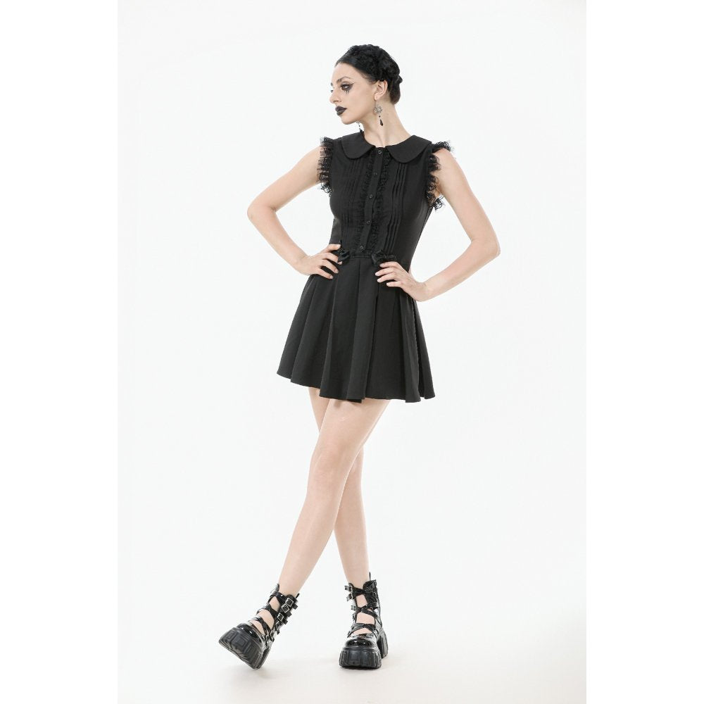 Dark in Love Gwendolyn Lace Panel Goth Mini Dress in Black