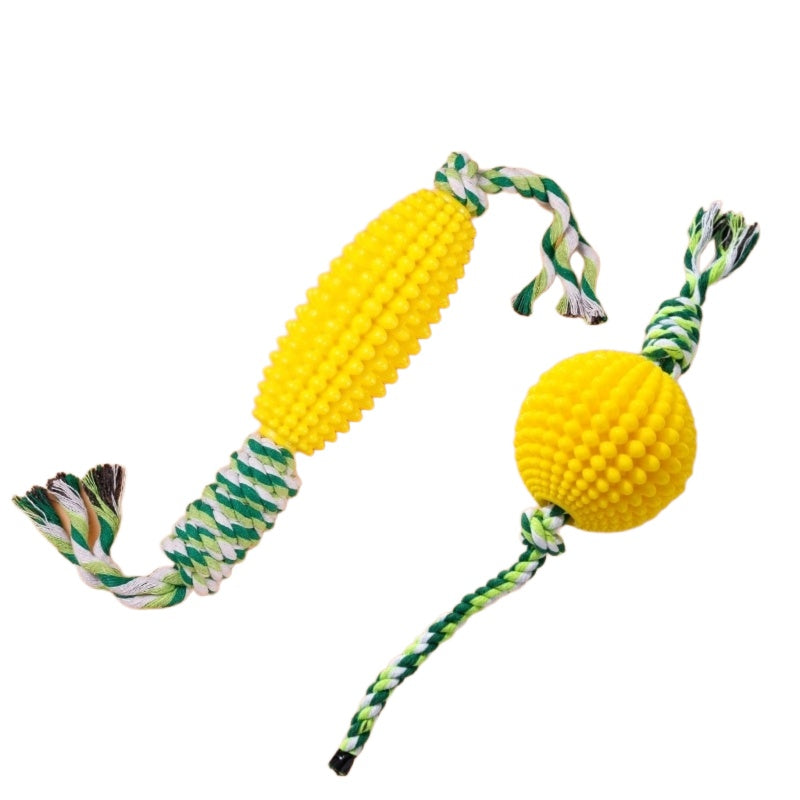Juguetes para masticar Nudo de bola de maíz para mascotas, limpieza de dientes para perros grandes y pequeños, juguetes para perros anudados para morder y aburrir