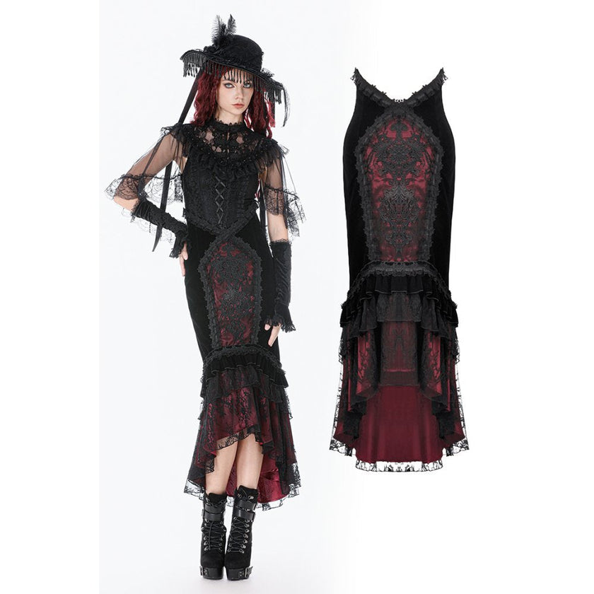 Dark in Love Gothic Elegant Velvet Mermaid Skirt