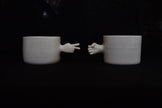 Gesture Ceramic Cups– Handmade Porcelain Coffee Cup (Rock-Paper- Scissors set)