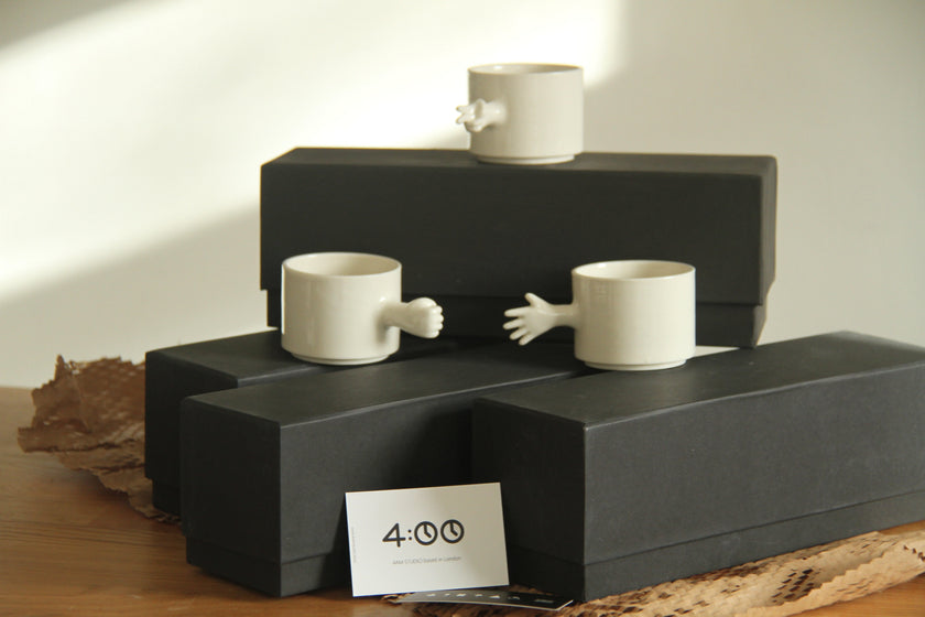 Gesture Ceramic Cups– Handmade Porcelain Coffee Cup (Rock-Paper- Scissors set)