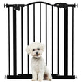 PawHut Metal 74-80cm Adjustable Pet Gate Safety Barrier w/ Auto-Close Door Black
