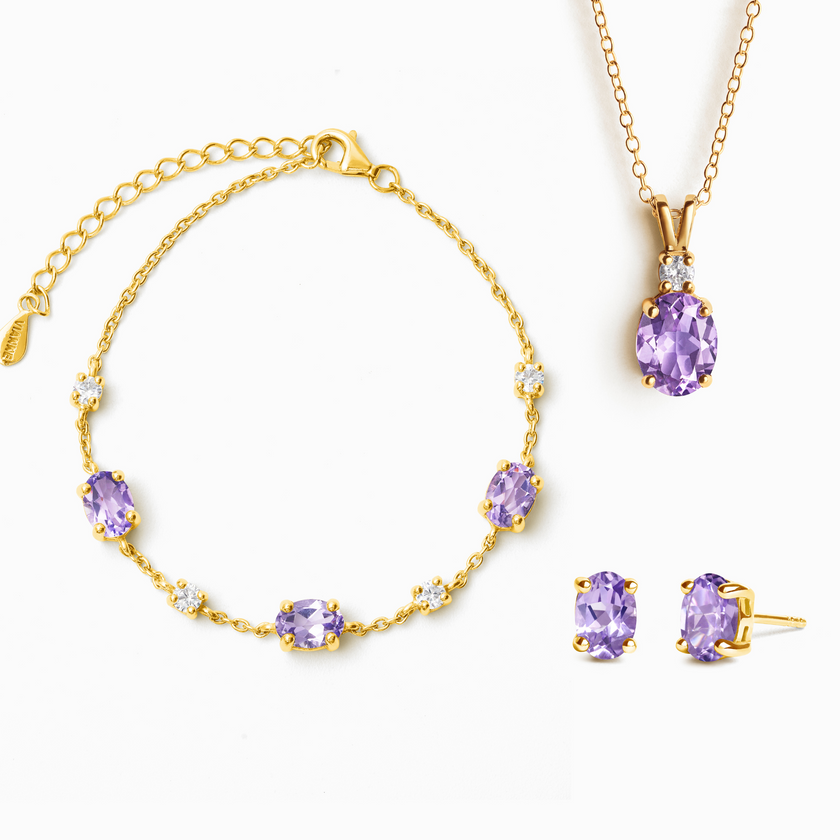 Essential Amethyst Schmuckset in 18k Gold Vermeil