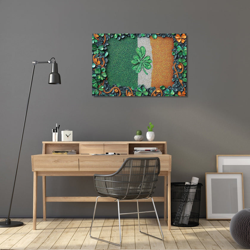 Shamrock Flag Pointillist Canvas