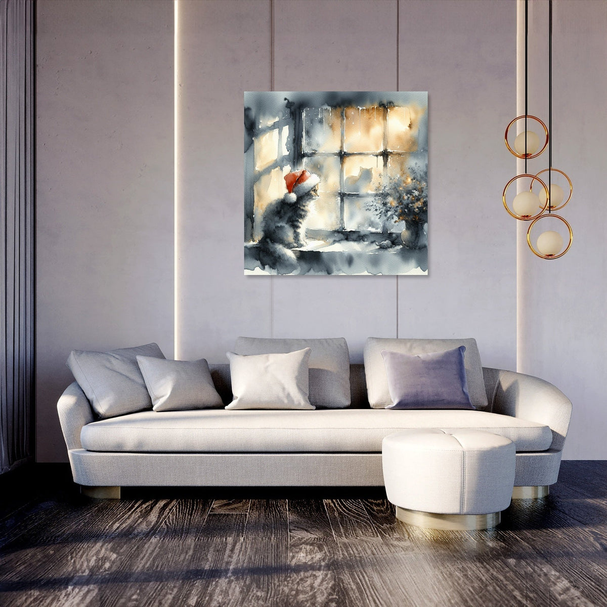 Christmas Solitude Feline Canvas