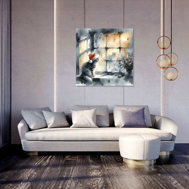 Christmas Solitude Feline Canvas