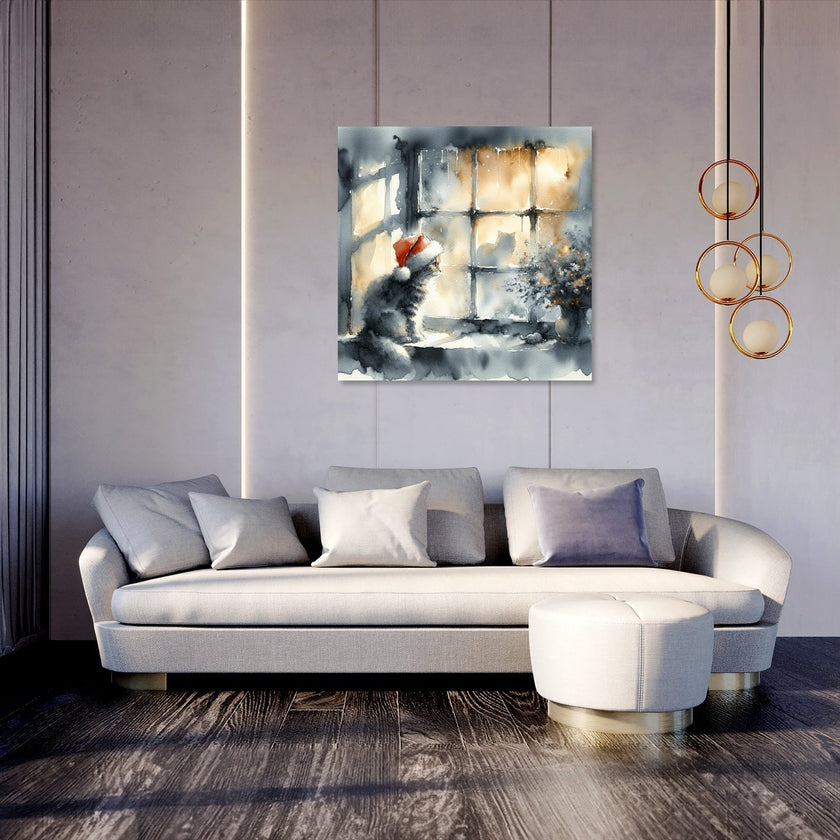 Christmas Solitude Feline Canvas