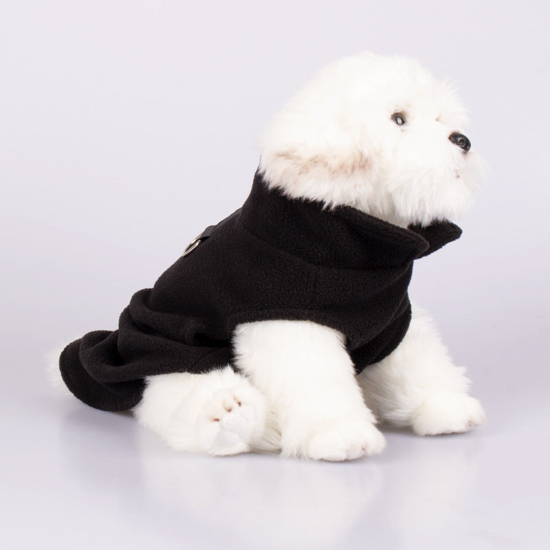 Pet Dogs Standing Collar Thickened Solid Color Rocking Velvet Clothes