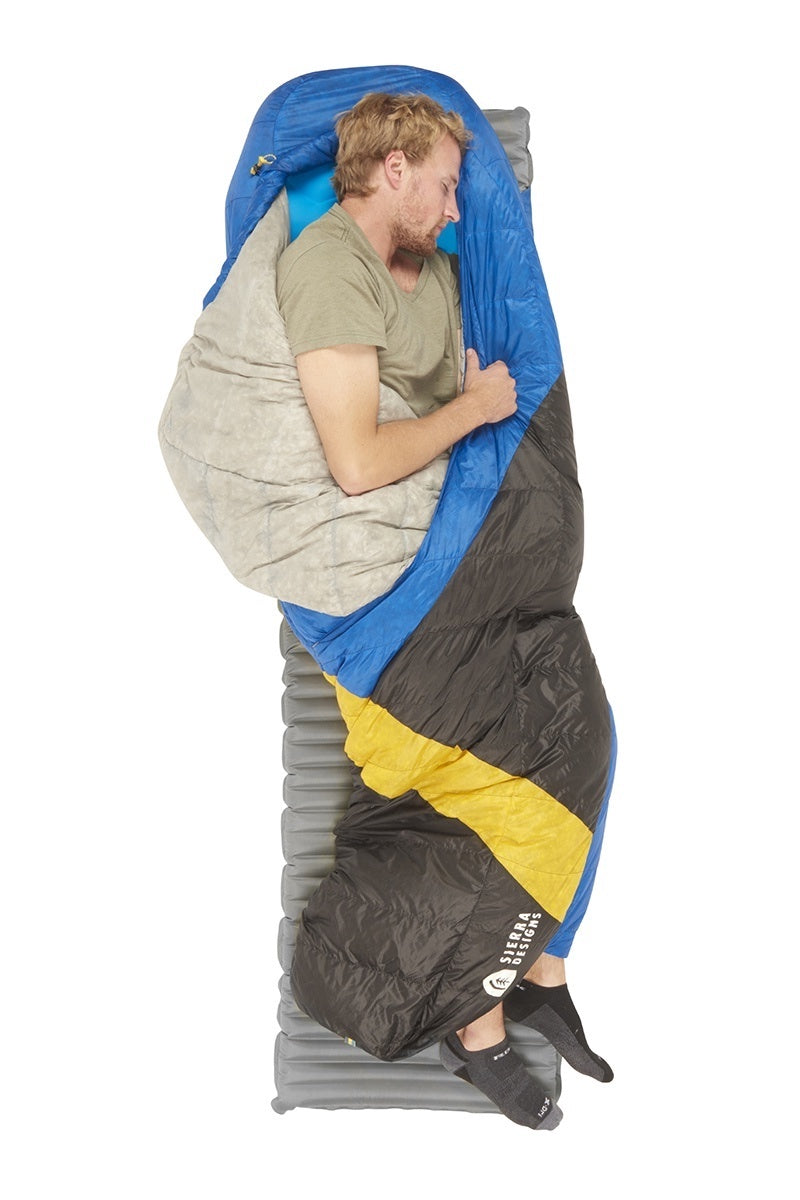 Sierra Designs Cloud 35°F (2°C) 800-Fill DriDown Sleeping Bag - Long - Blue/Yellow/Peat