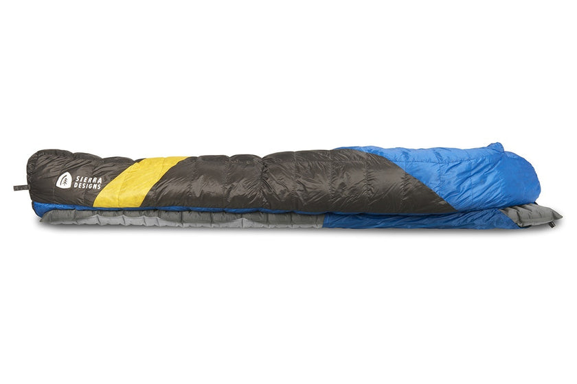 Sierra Designs Cloud 35°F (2°C) 800-Fill DriDown Sleeping Bag - Long - Blue/Yellow/Peat