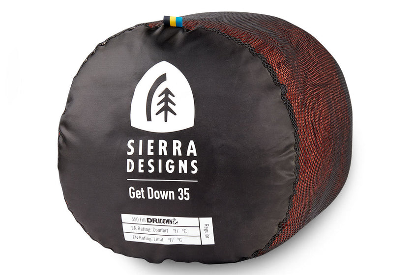Sierra Designs Get Down 35°F (-3°C) 550-Fill DriDown Sleeping Bag - Regular - Red