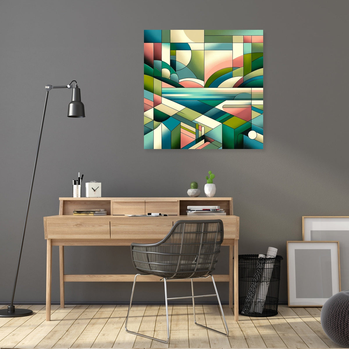 Serene Geometric Landscape Canvas