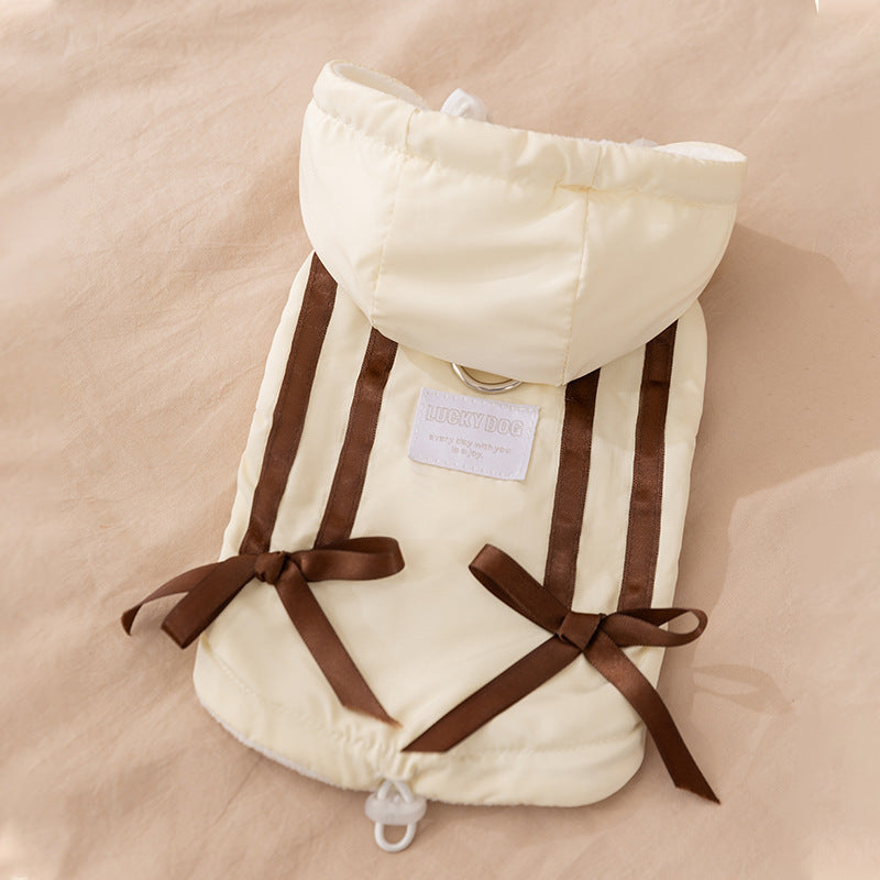 Winter Fleece Cat Clothes, Winter Bow Warm Down Jackets, Anti-shedding Pet Clothes For Kittens And Dogs